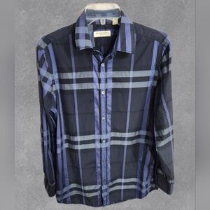 Burberry Mens Button Down Blue/ Black Size 15.5/39